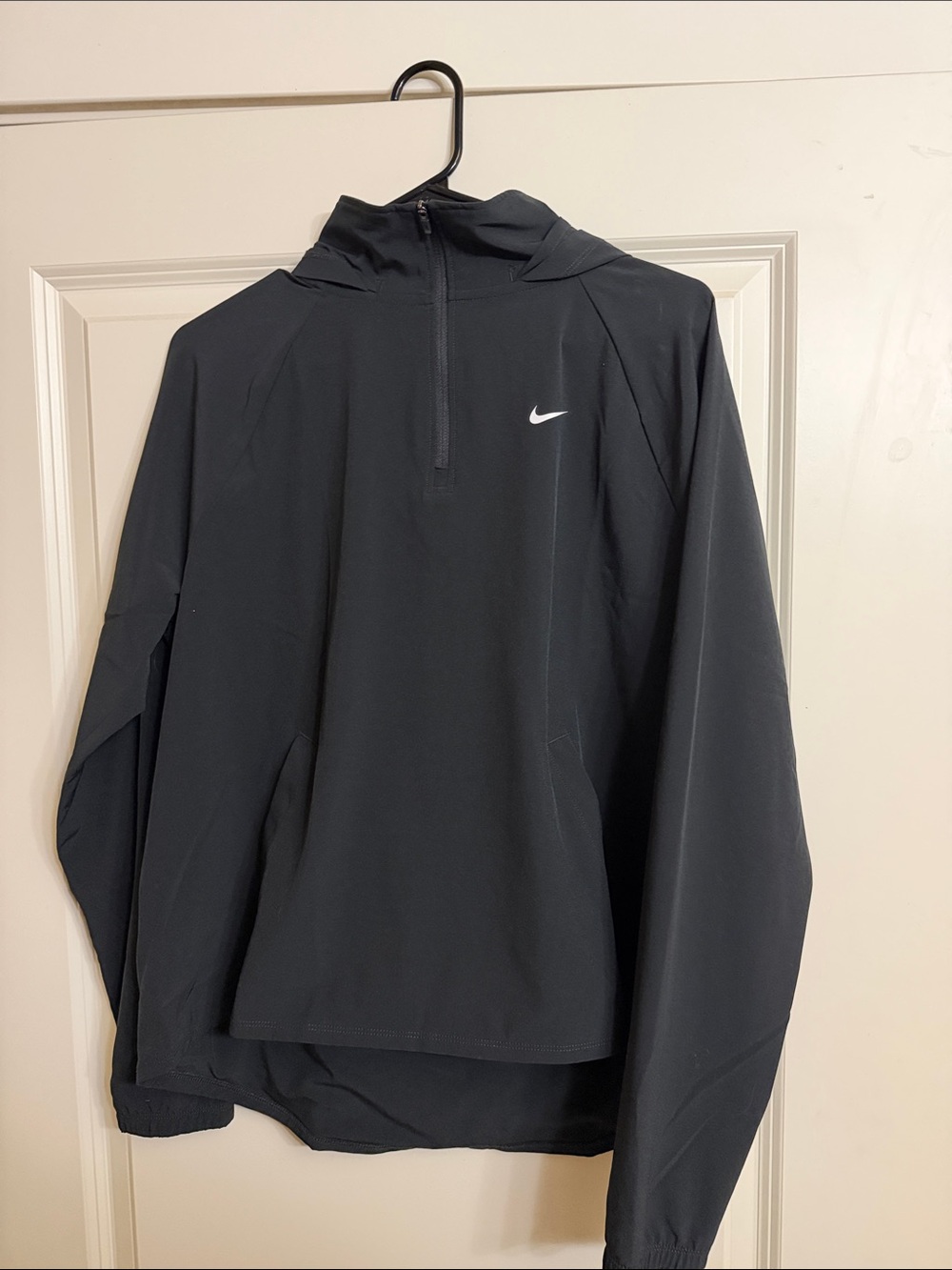 Nike Black Half-Zip Training Pullover with White Swoosh